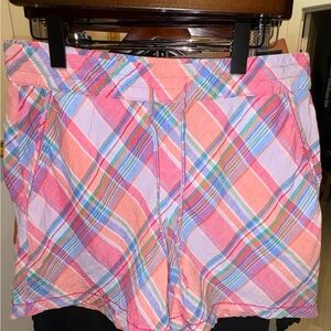 Tommy Bahama Linen Shorts Ladies Size Medium Plaid Madras Print